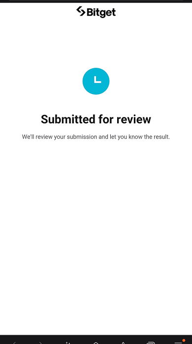 비트겟 Submitted for review 심사 제출 완료 화면