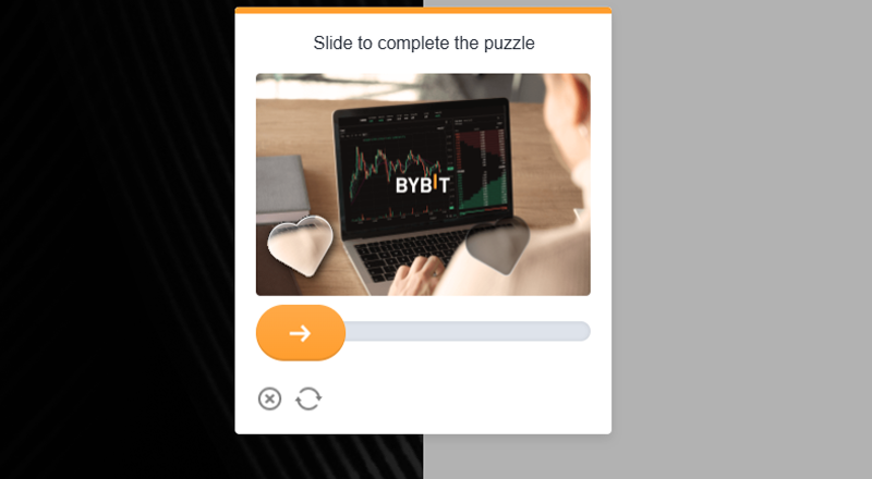 바이비트 Slide to complete the puzzle 보안 퍼즐 화면