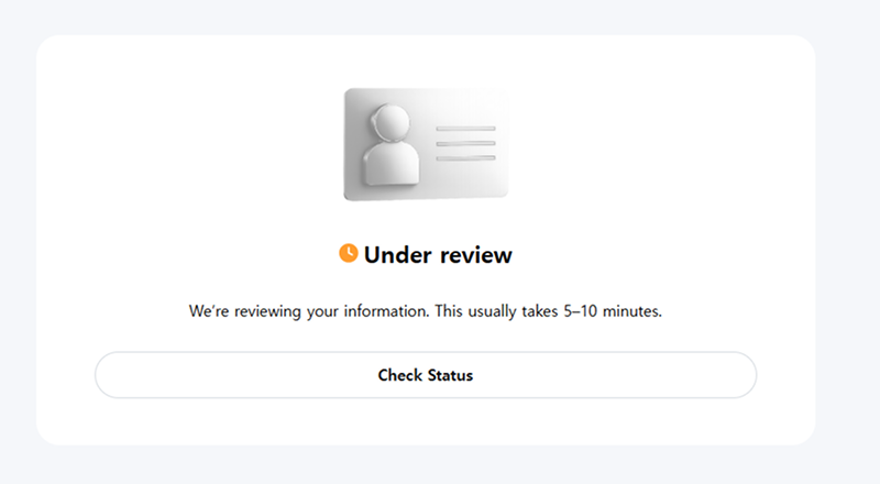 바이비트 KYC Under review 심사 대기 화면